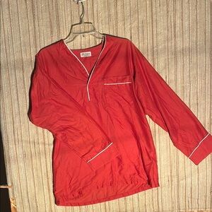 Vintage Diplomat nightshirt. Red Long Sleeve Top with White Trim